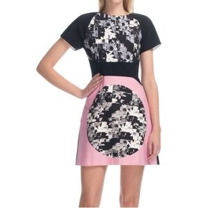 Tibi Black & Pink Arel Print Dress Size 4